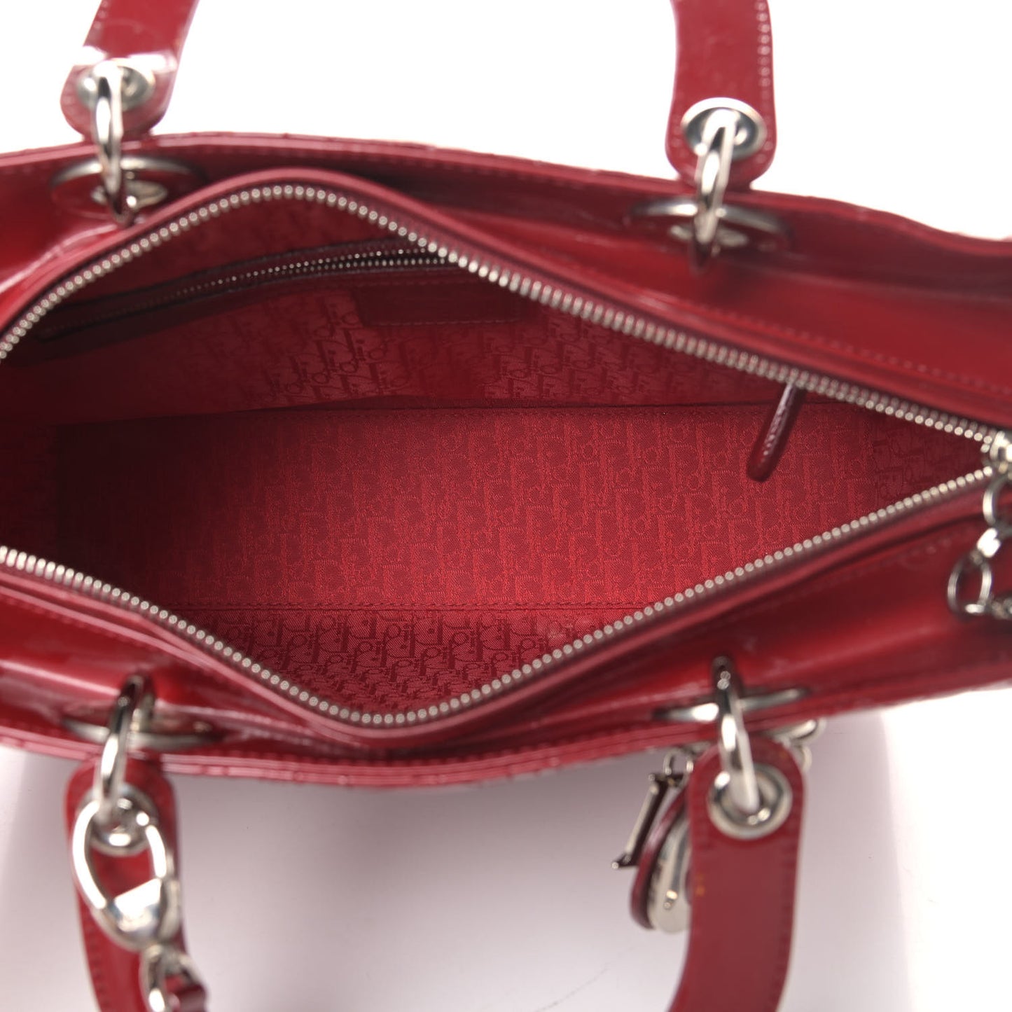 Patent Cannage Large Lady Dior Red