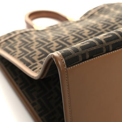 Fendi Fabric Jacquard FF 1974 Logo Large Fendi Sunshine Shopper Tote Tobacco Moro Sand 10 of 11