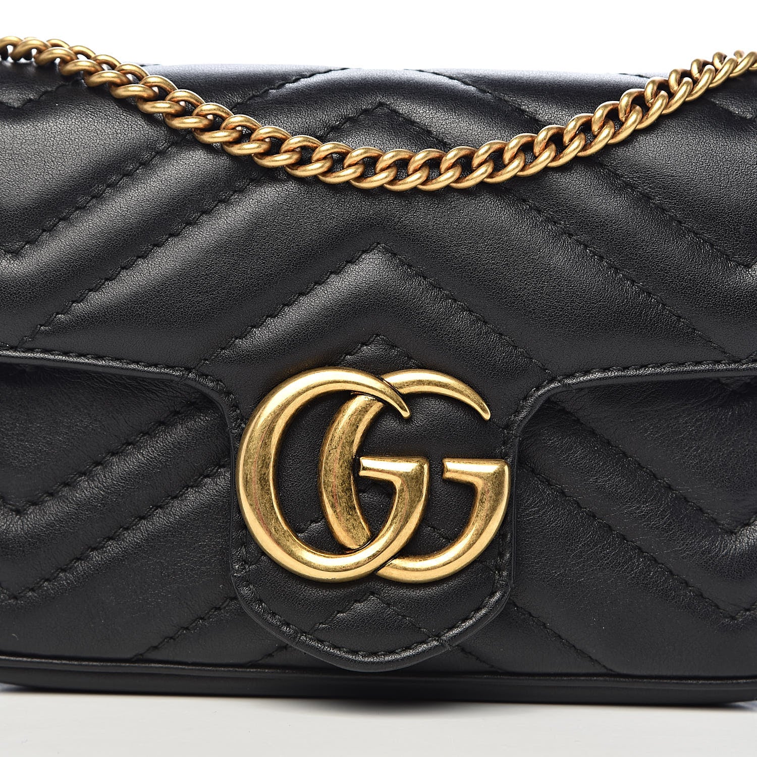 Gucci Calfskin Matelasse Super Mini GG Marmont Shoulder Bag Black 14 of 14