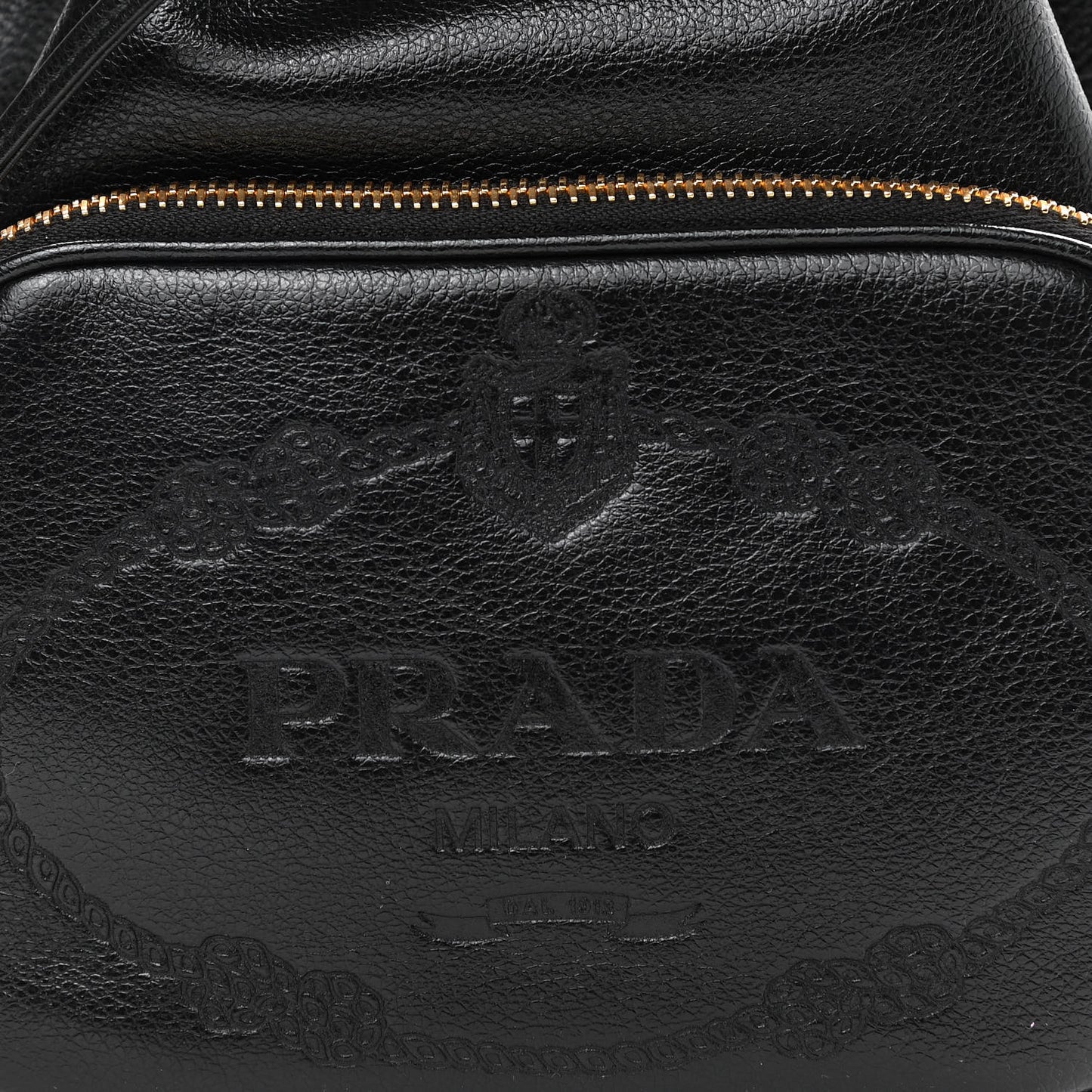Glace Calfskin Embossed Secchiello Bucket Bag Black