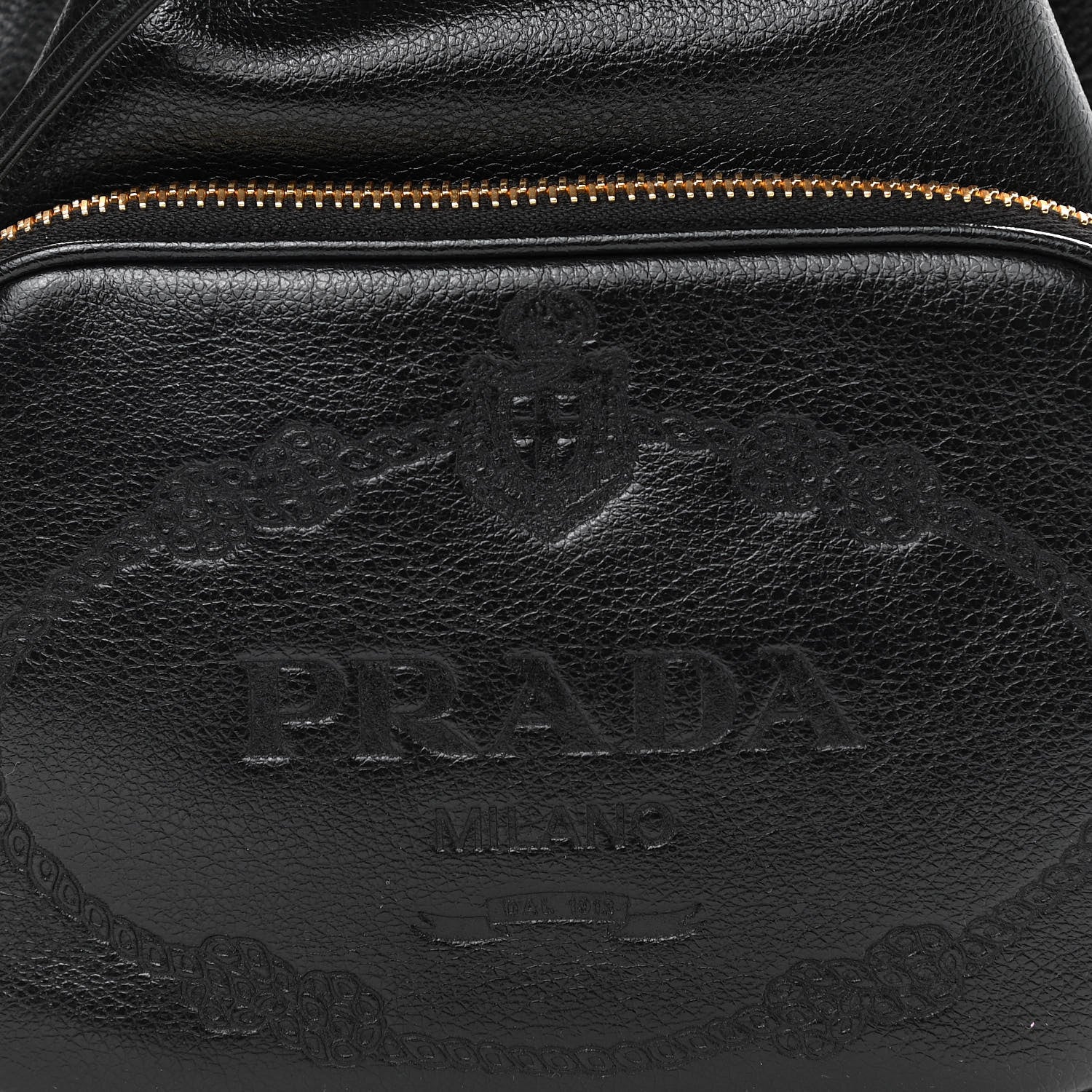 Prada Glace Calfskin Embossed Secchiello Bucket Bag Black 7 of 9