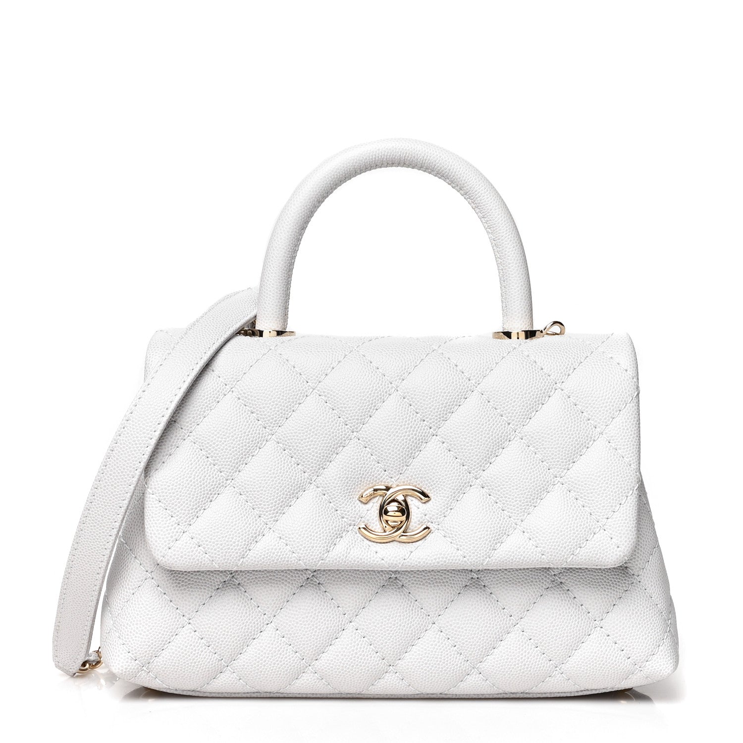 Chanel Caviar Quilted Mini Coco Handle Flap Light Grey 1 of 10