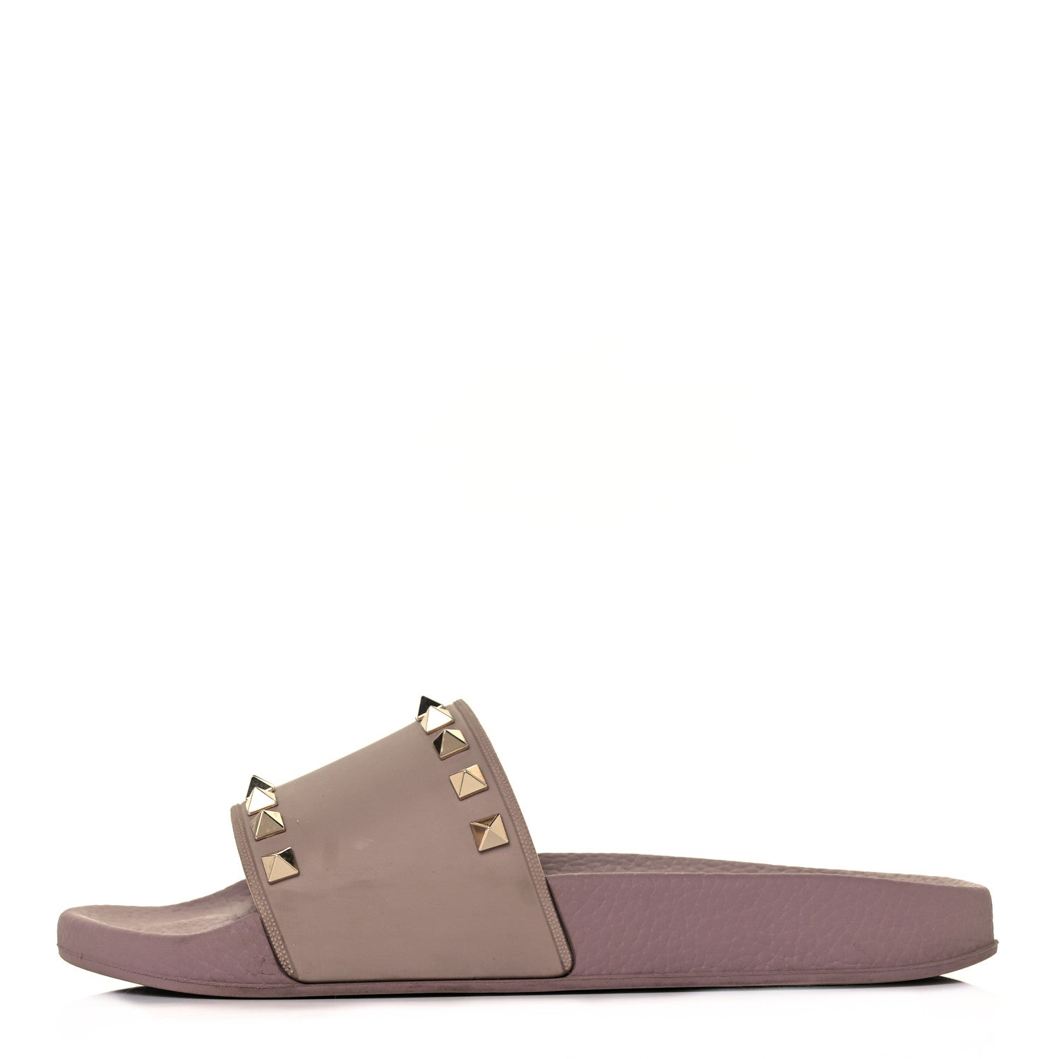 Valentino Garavani Rubber Rockstud Slide Sandals 37 Poudre 1 of 7