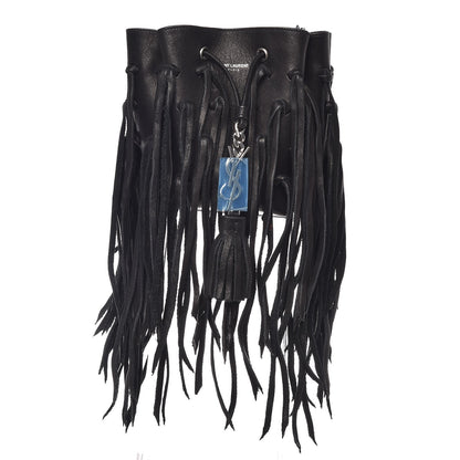 Saint Laurent Calfskin Small Monogram Fringe Bucket Bag Black 1 of 9