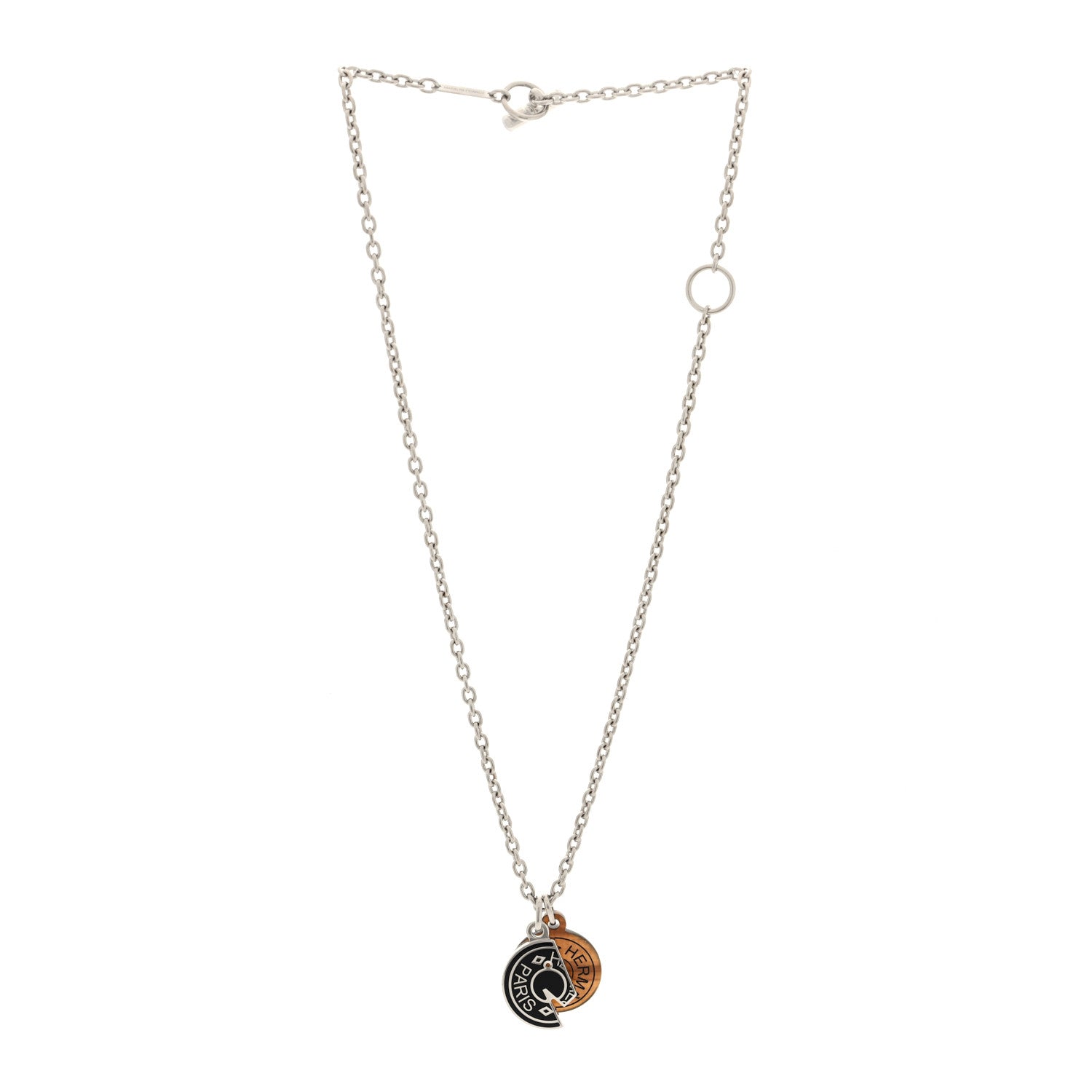 Hermes Buffalo Horn Lacquer Carrousel Necklace Etain 3 of 5