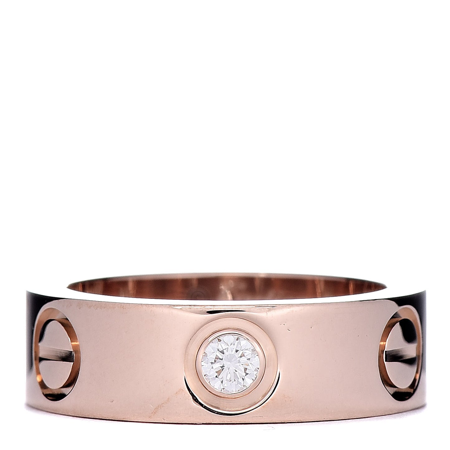 18K Pink Gold 3 Diamond 5.5mm LOVE Ring 46 3.75