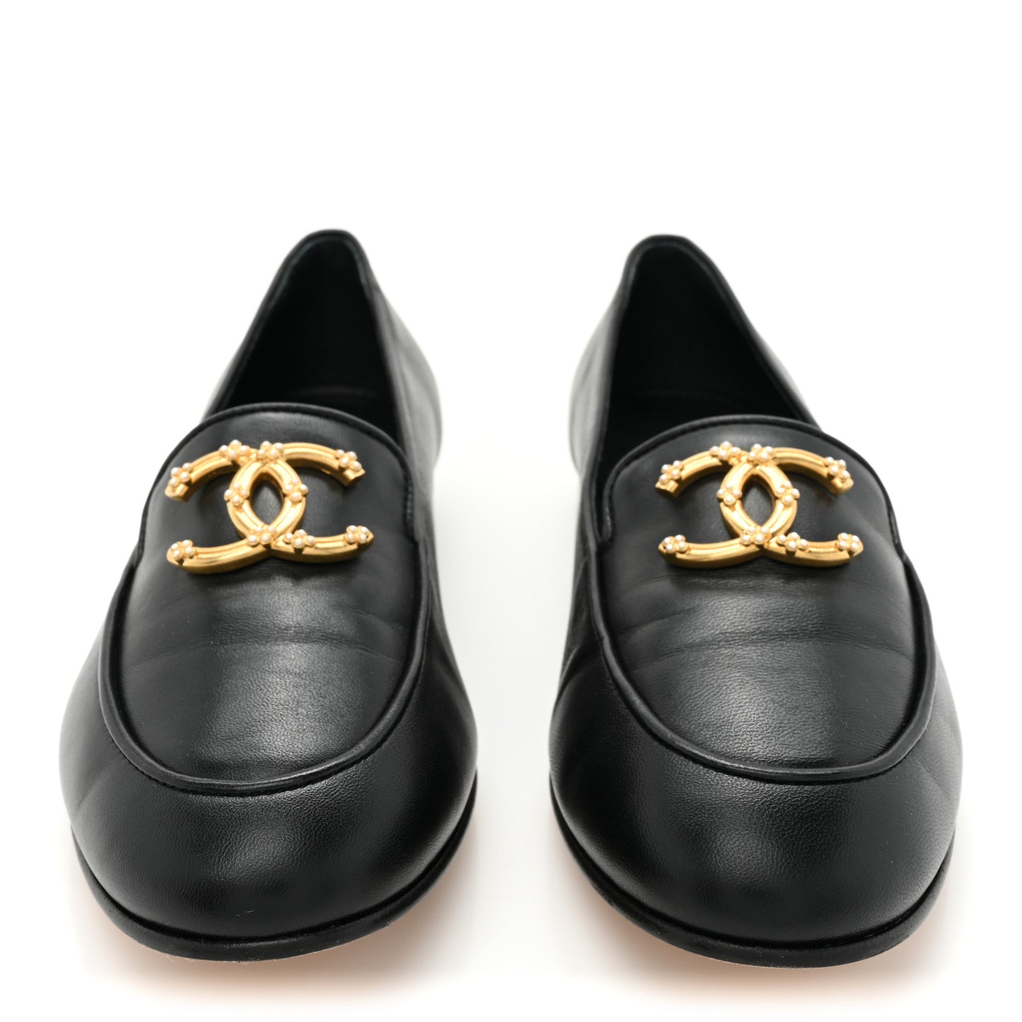 Lambskin Pearl CC Loafers 39 Black