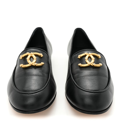 Chanel Lambskin Pearl CC Loafers 39 Black 2 of 11