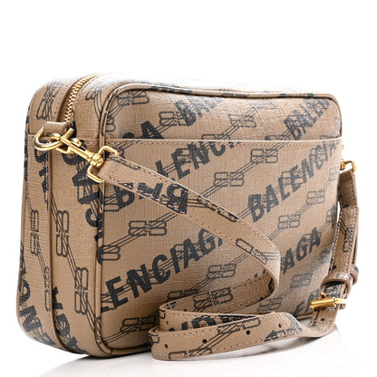 Balenciaga Coated Canvas BB Monogram Allover Logo Medium Signature Camera Bag Beige Brown Black 3 of 10