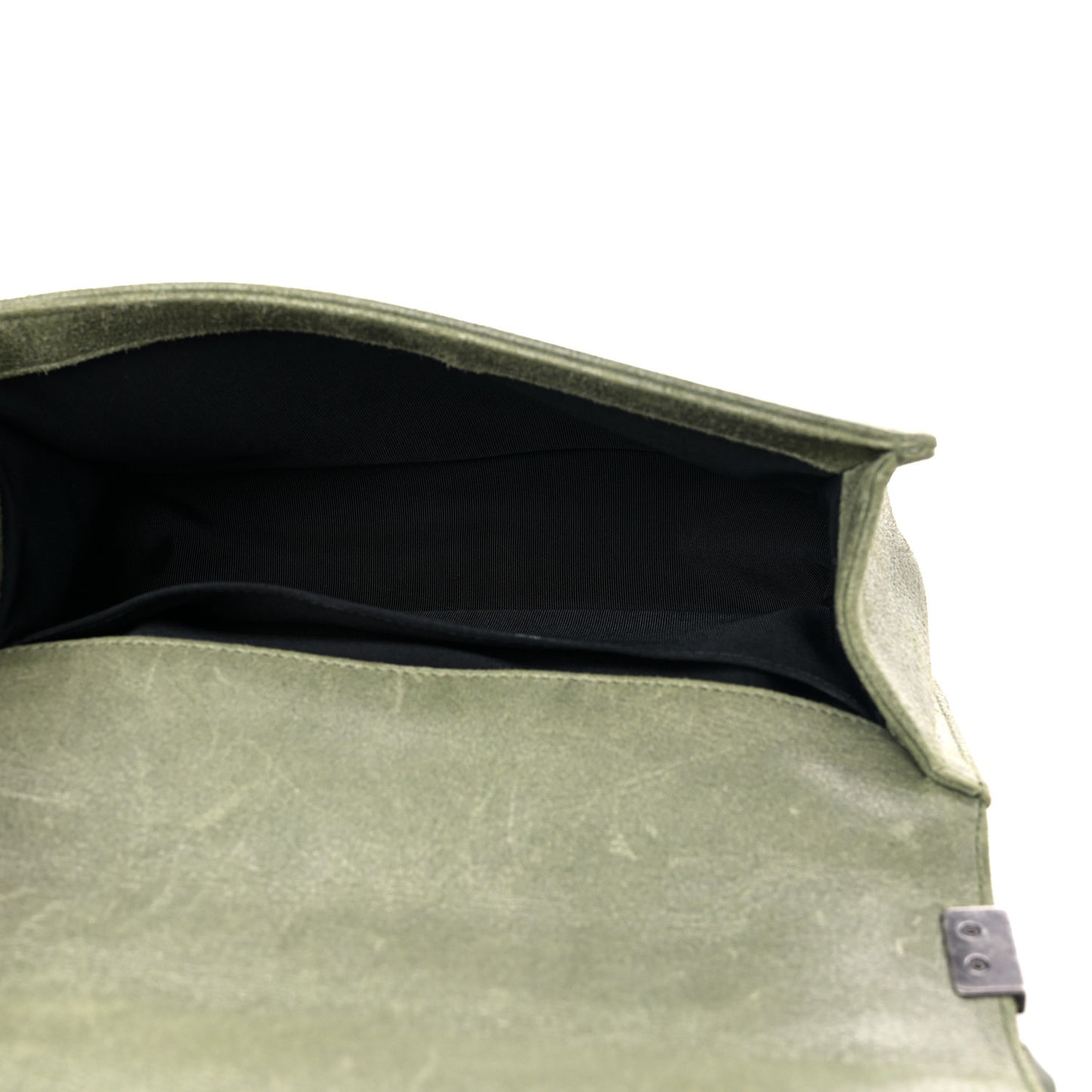 Goatskin Chesterfield Quilted Medium Celtic Boy Flap Green