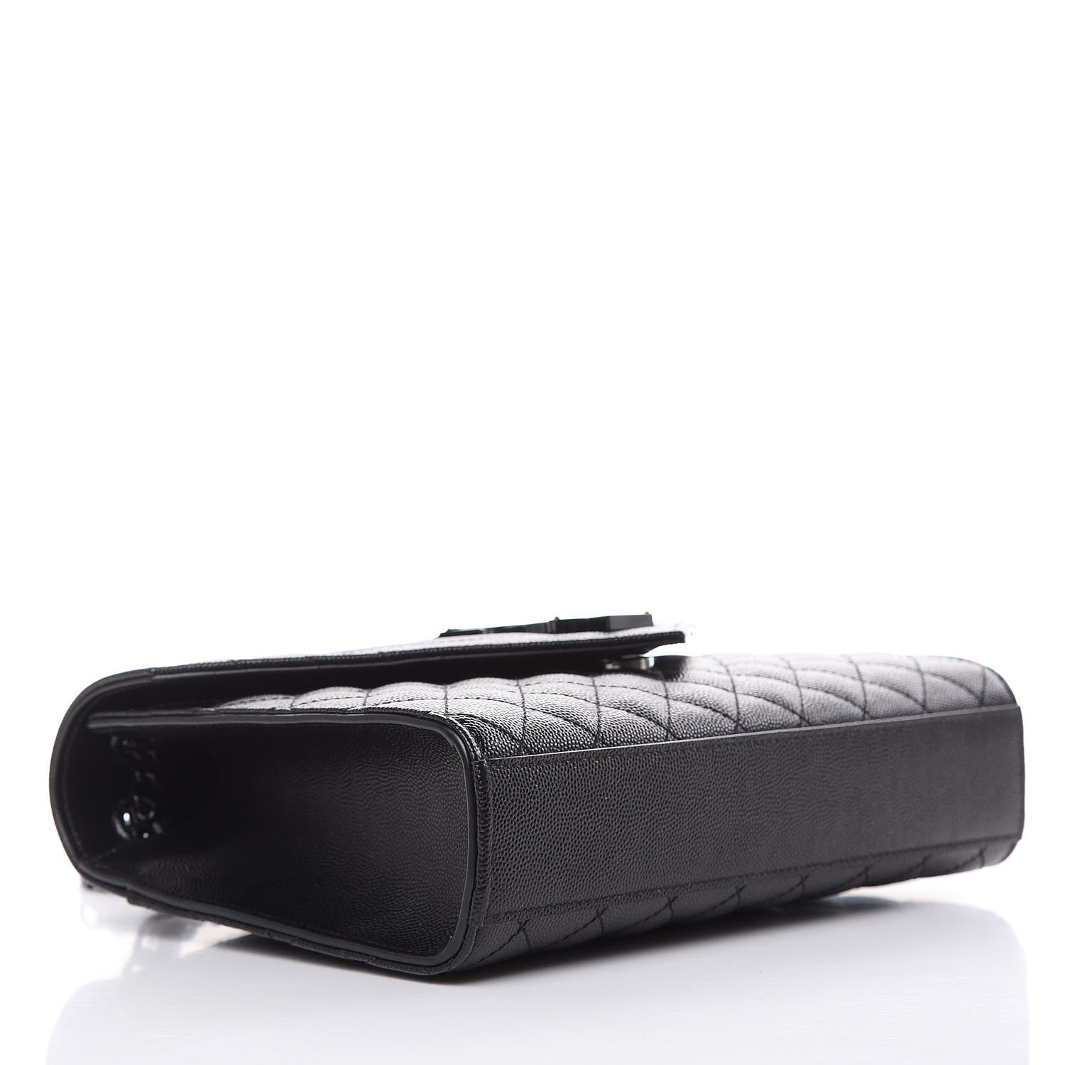 Saint Laurent Grain De Poudre Textured Mixed Matelasse Triquilt Medium Monogram Satchel Black 4 of 9
