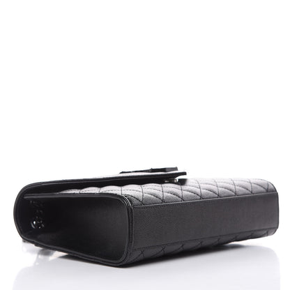 Saint Laurent Grain De Poudre Textured Mixed Matelasse Triquilt Medium Monogram Satchel Black 4 of 9