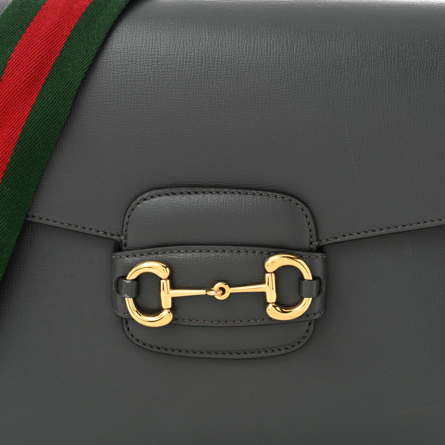 Gucci Azalea Calfskin Web Horsebit 1955 Shoulder Bag Graphite Grey 8 of 12