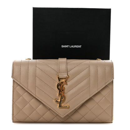 Saint Laurent Grain De Poudre Textured Mixed Matelasse Triquilt Small Monogram Satchel Dark Beige 10 of 10