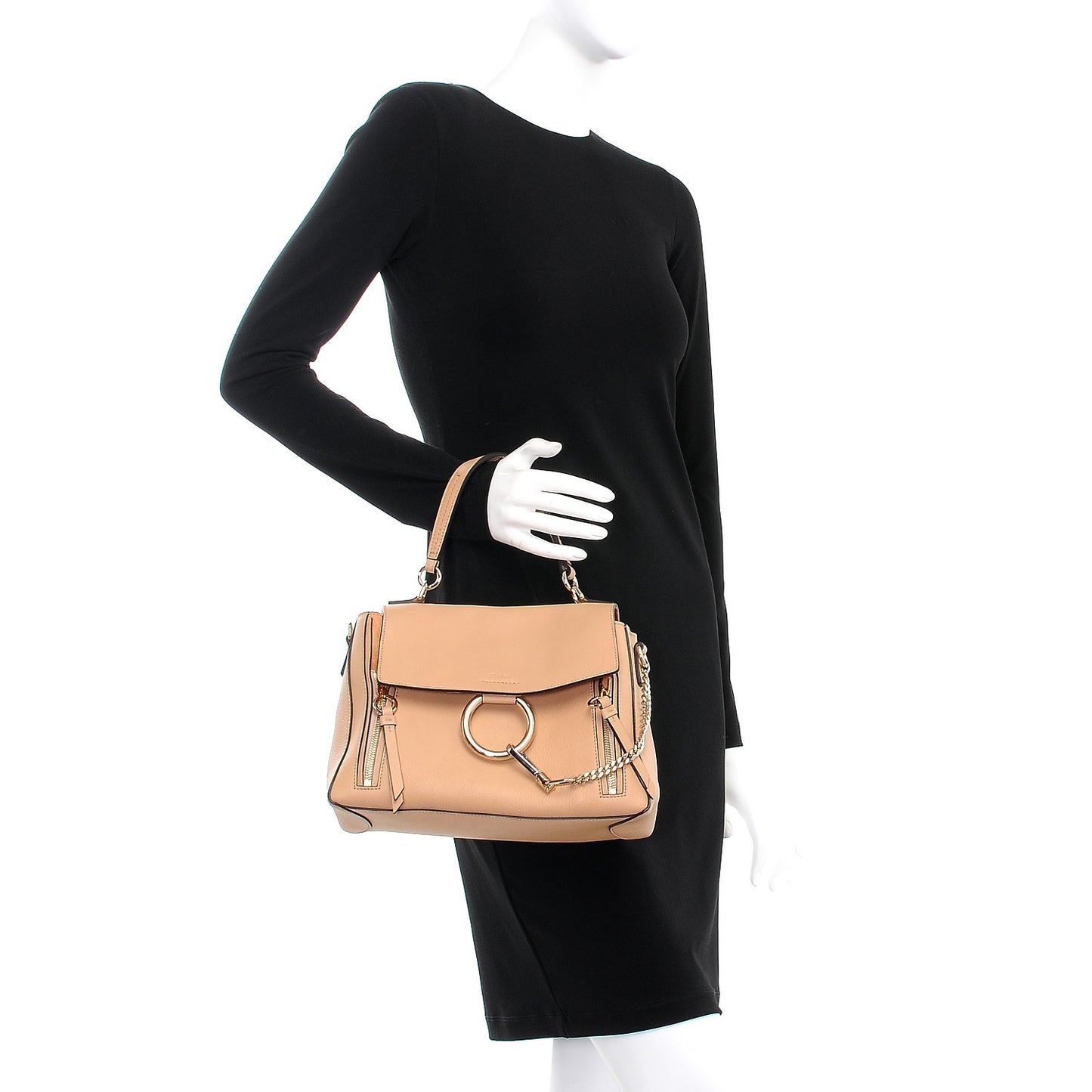 Calfskin Small Faye Day Shoulder Bag Blush Nude