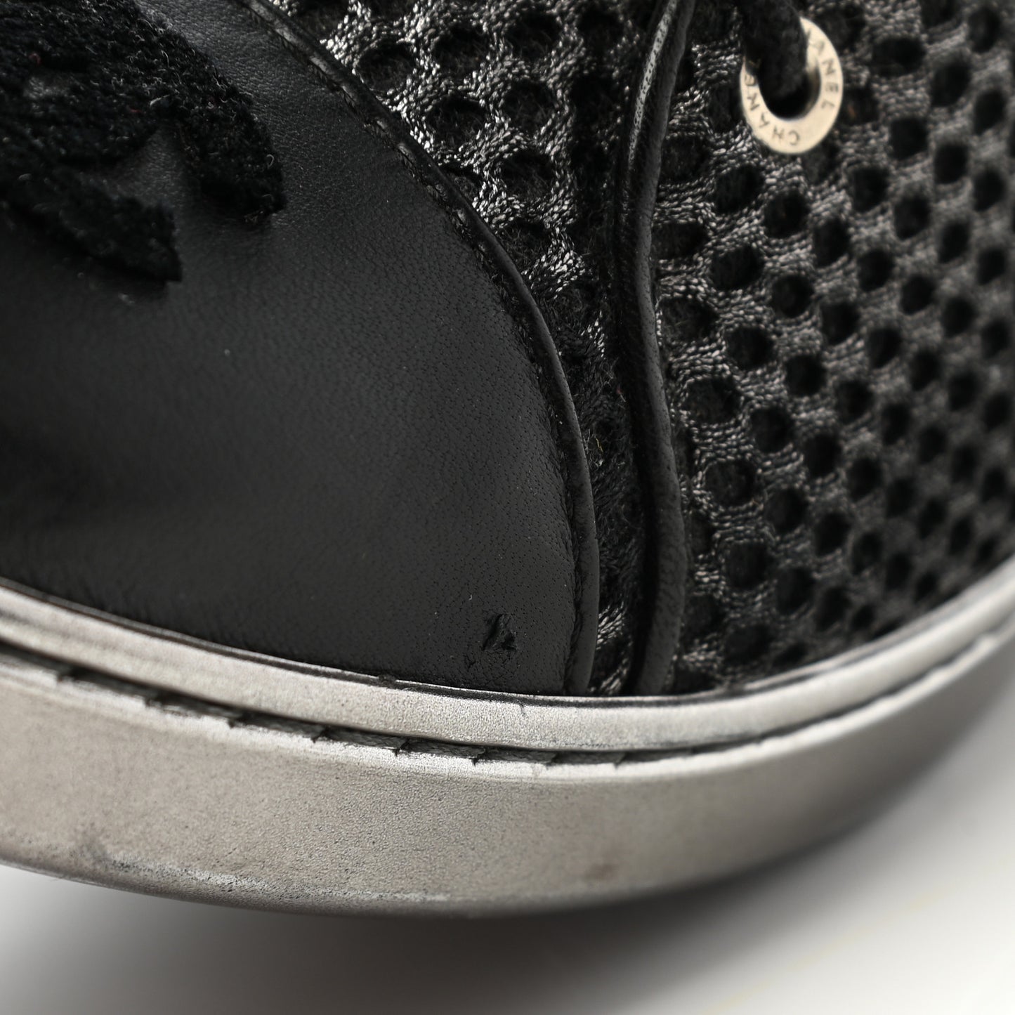 Tweed Lambskin High Top Sneakers 38.5 Black