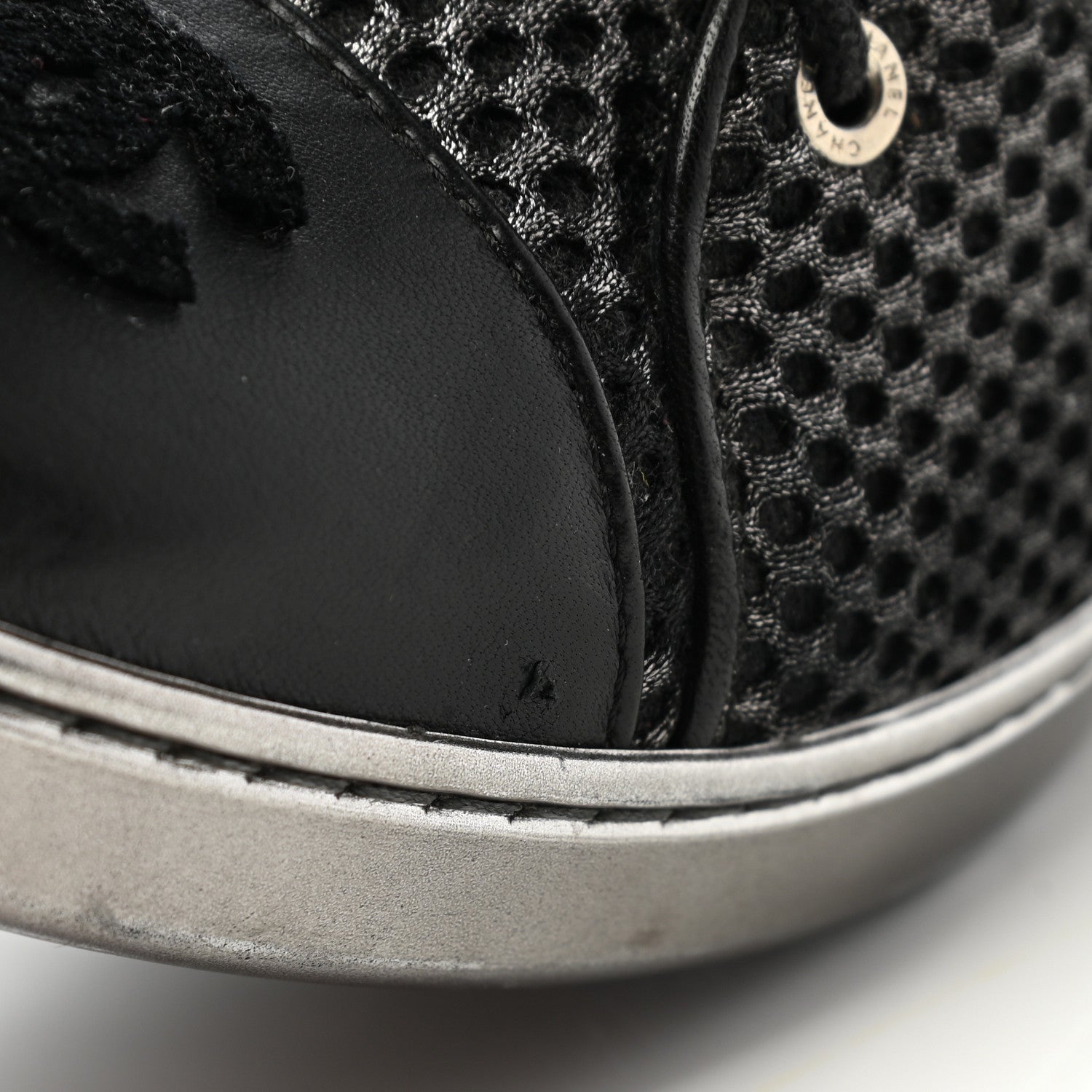Chanel Tweed Lambskin High Top Sneakers 38.5 Black 7 of 13