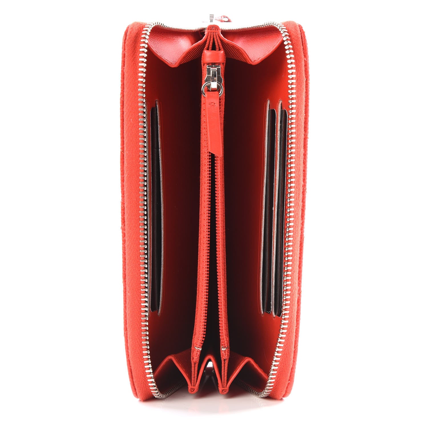 Chanel Caviar Chevron Quilted Small Zip Around Wallet Red 4 of 14