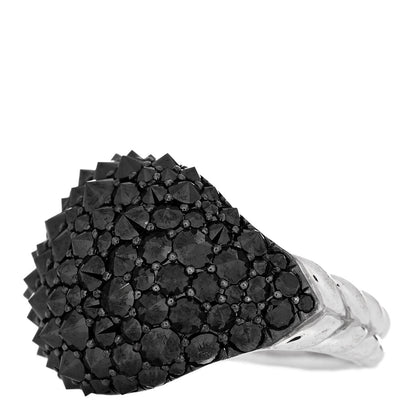 David Yurman 18K White Gold Black Diamond 17.5mm Reverse Set Chevron Pinky Ring 54 7 3 of 5