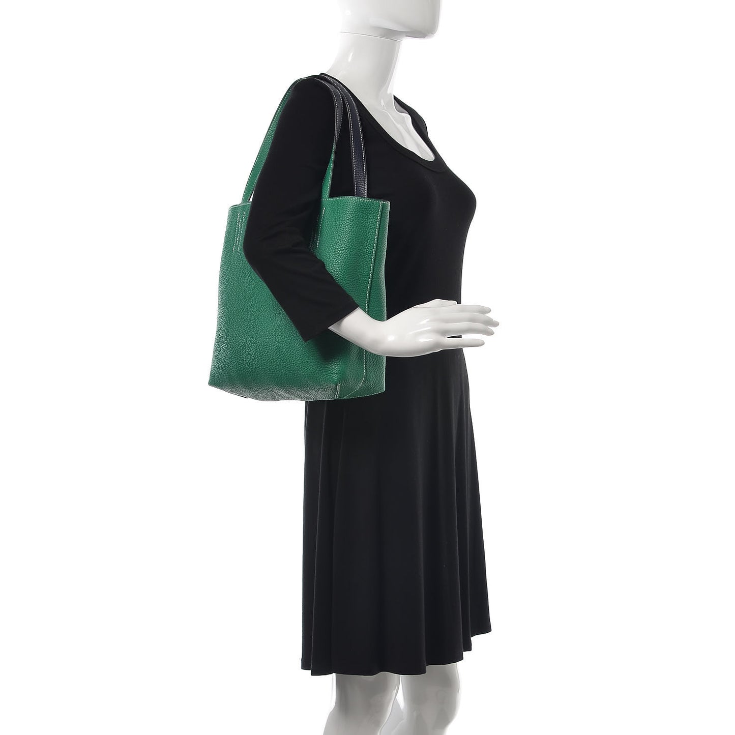 Taurillon Clemence Double Sens 36 Reversible Tote Vert Vertigo Bleu Nuit
