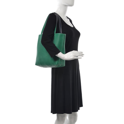 Hermes Taurillon Clemence Double Sens 36 Reversible Tote Vert Vertigo Bleu Nuit 3 of 10