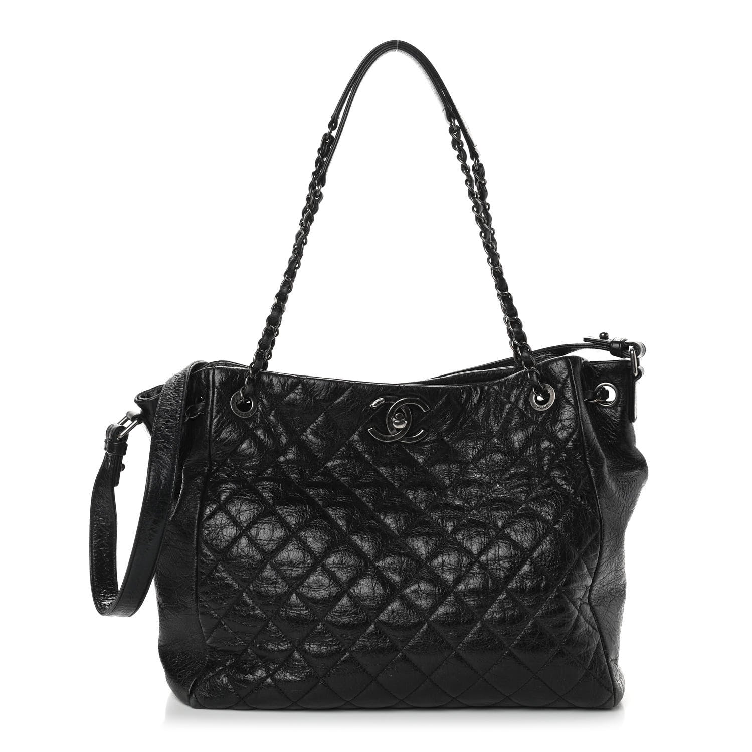 Chanel Glazed Calfskin Quilted Large Tote Black 1 of 8