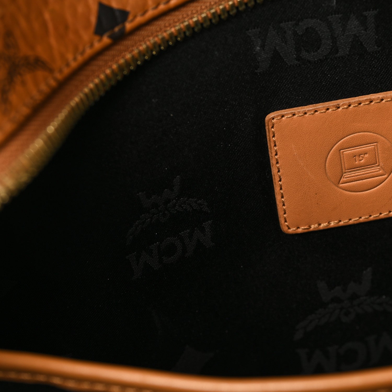 MCM Visetos Studded Medium Stark M Logo Collection Backpack Cognac 11 of 12