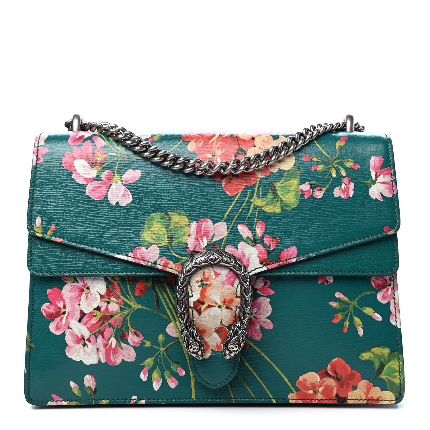 Gucci Calfskin Blooms Print Medium Dionysus Shoulder Bag Bright Emerald Multicolor 1 of 8