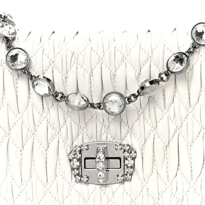 Miu Miu Nappa Matelasse Crystal Flap Clutch White 8 of 11