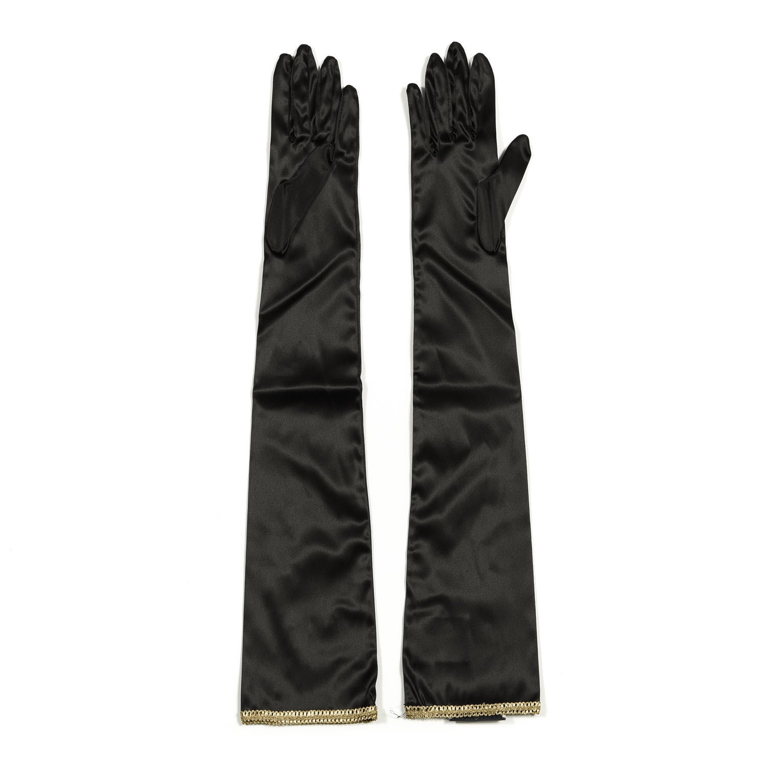 Gucci Satin Stretch Anika Gloves L Black 2 of 6