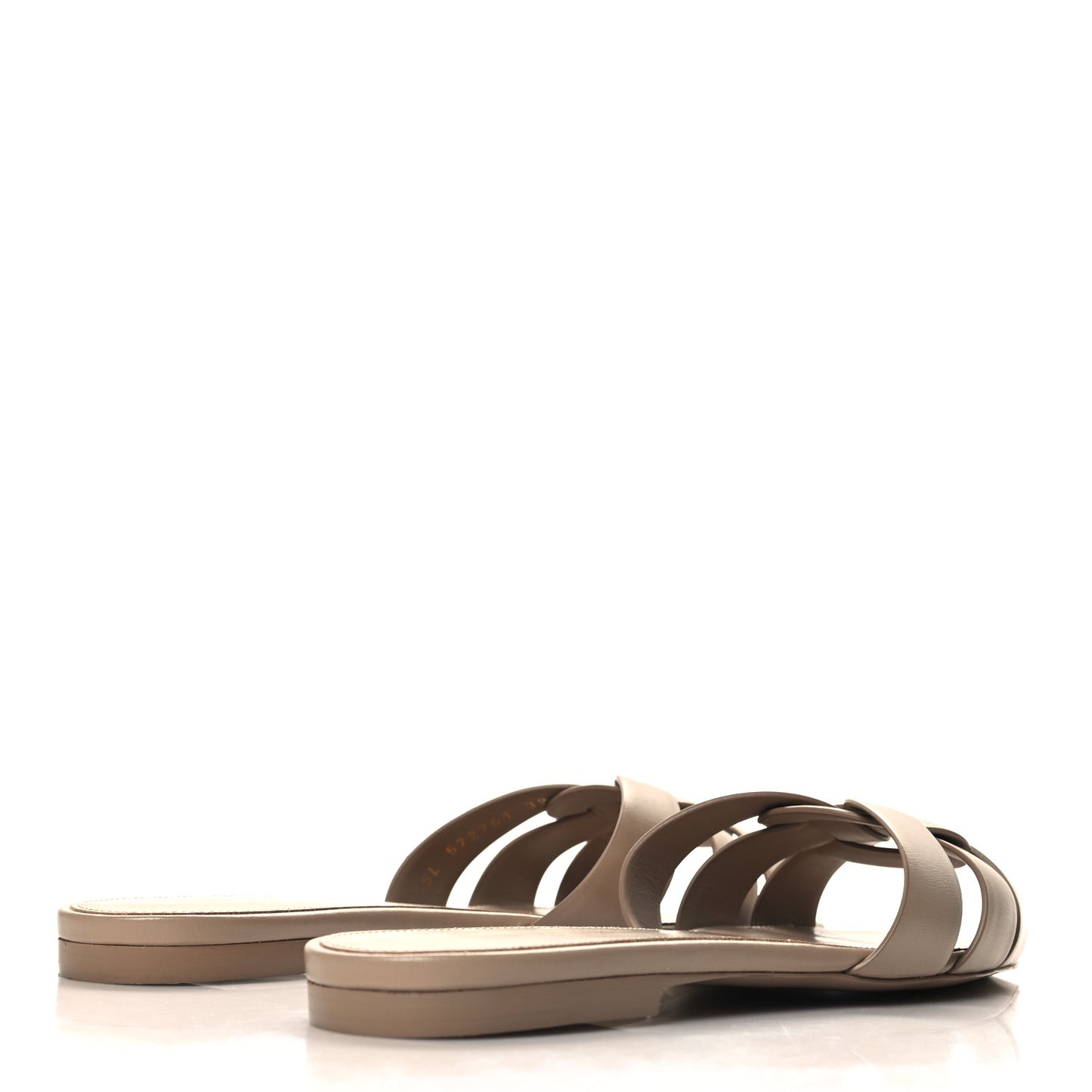 Calfskin Tribute 05 Slide Sandals 39 Dark Beige