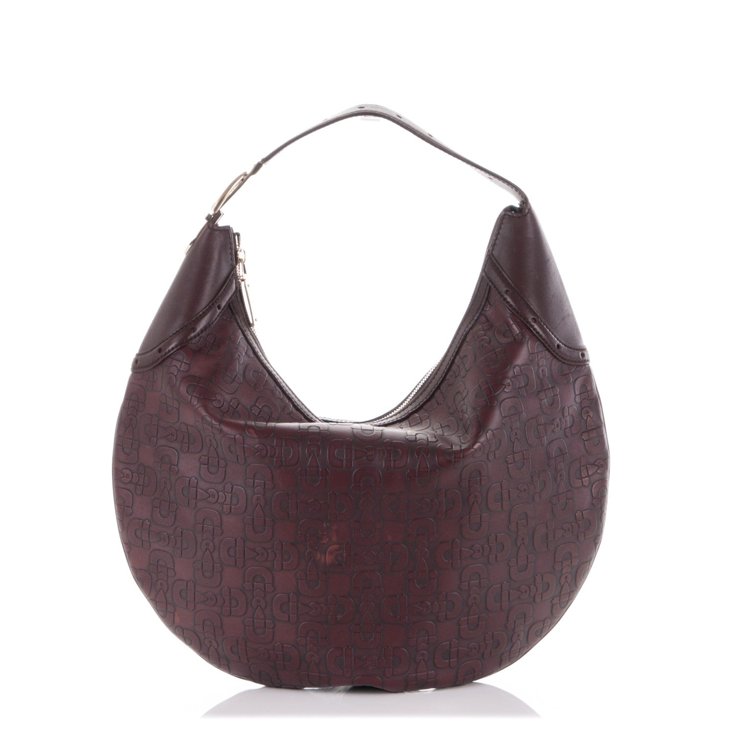 Gucci Calfskin Horsebit Embossed Glam Hobo Burgundy 1 of 7