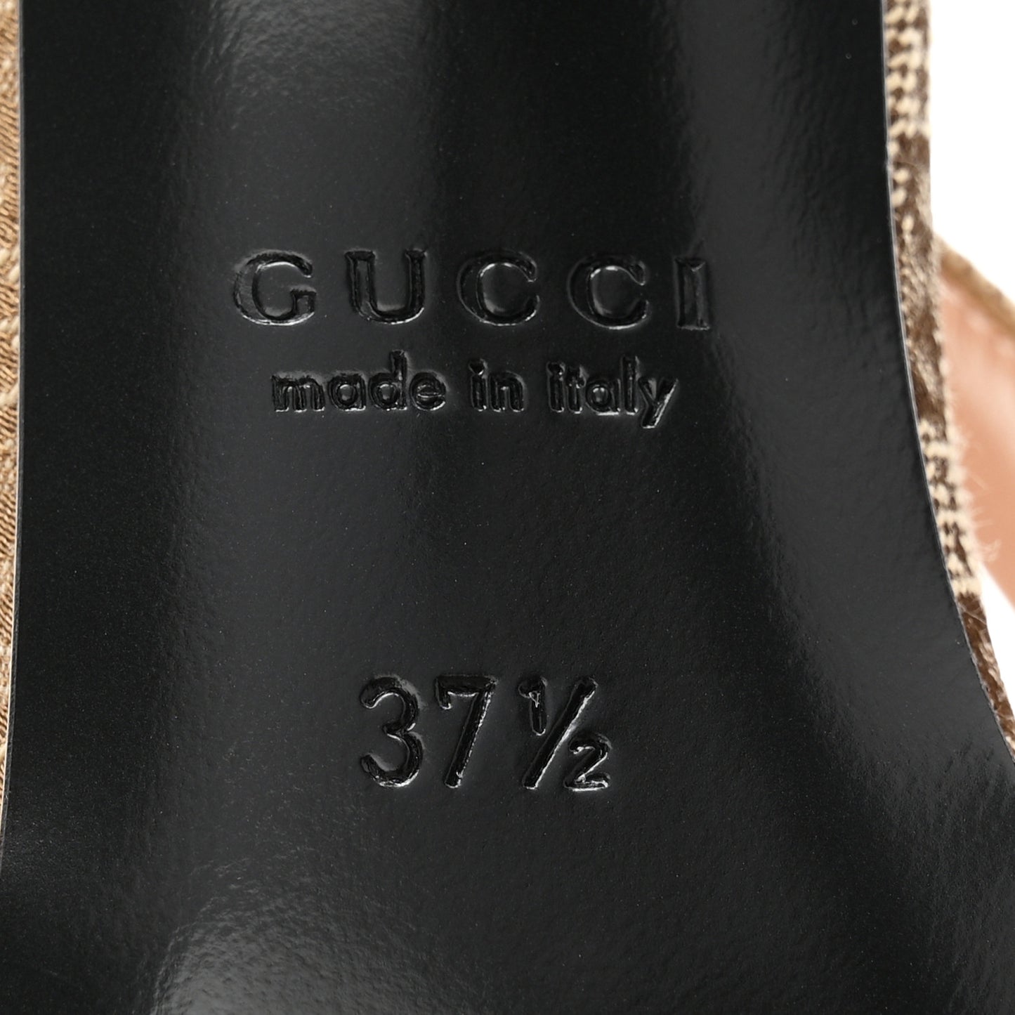 Canvas GG Monogram Horsebit Slingback Pumps 37.5 Beige Ebony Cocoa