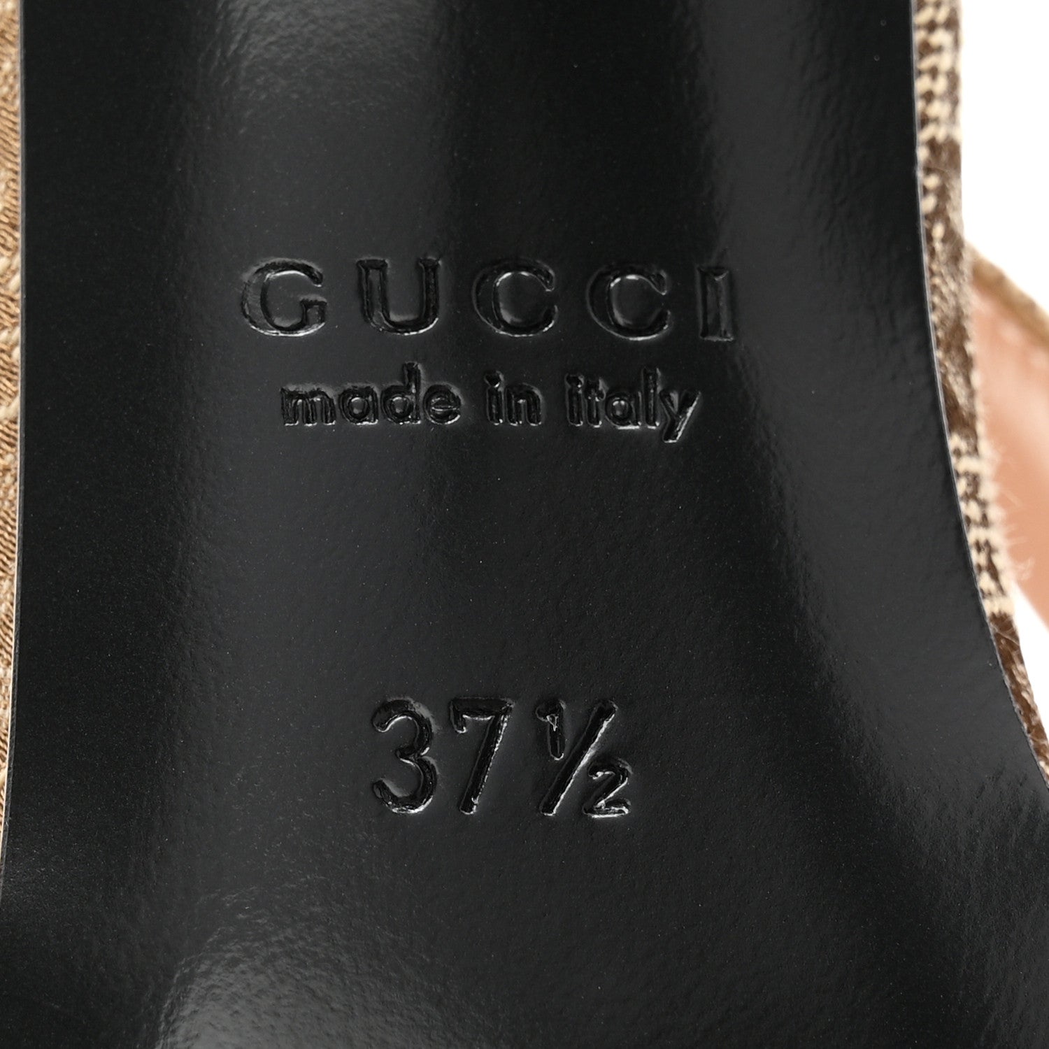 Gucci Canvas GG Monogram Horsebit Slingback Pumps 37.5 Beige Ebony Cocoa 7 of 11