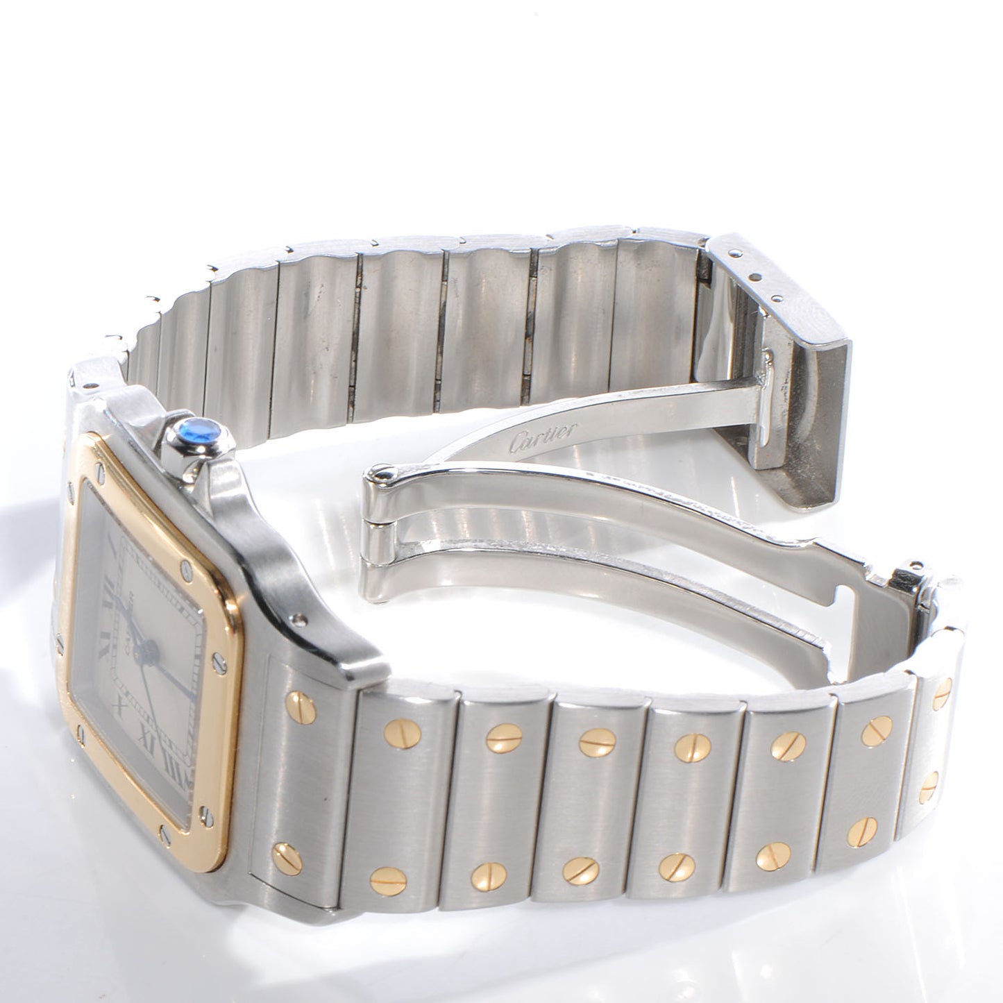 Stainless Steel 18K Yellow Gold 29mm Santos De Galbee Quartz Watch