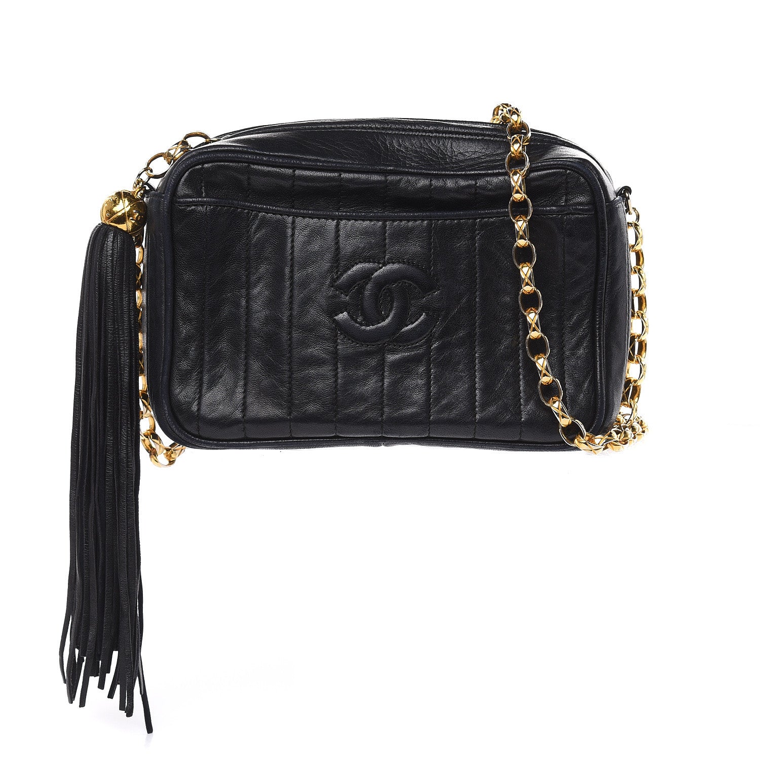 Chanel Lambskin Vertical Quilted Tassel Camera Case Black 1 of 18