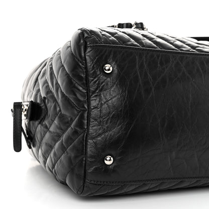Chanel Aged Calfskin Chevron Medium Soft Bowling Bag Black 8 of 9