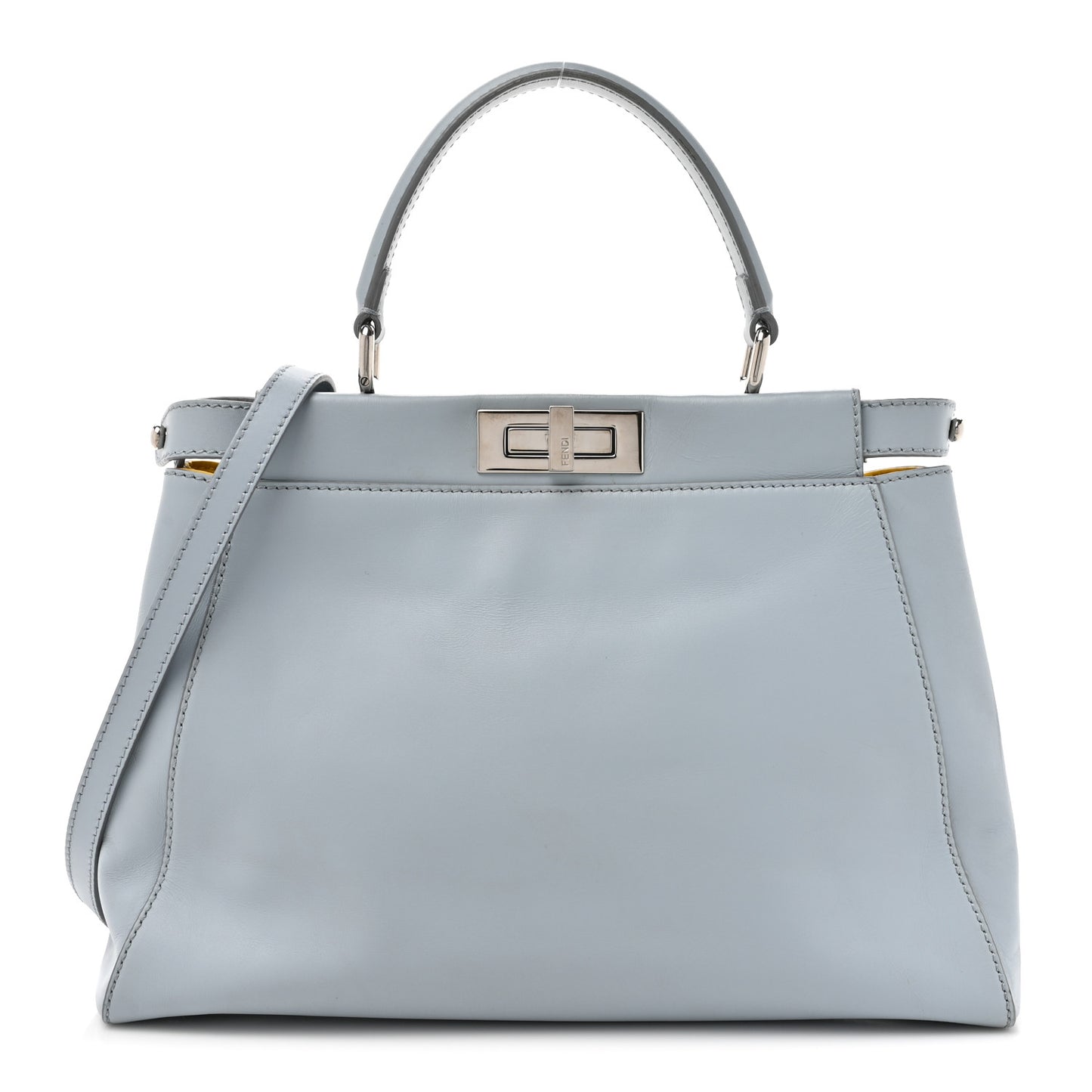 Vitello Morgan Shiny Nappa Medium Peekaboo Iconic Satchel Polvere Sunflower