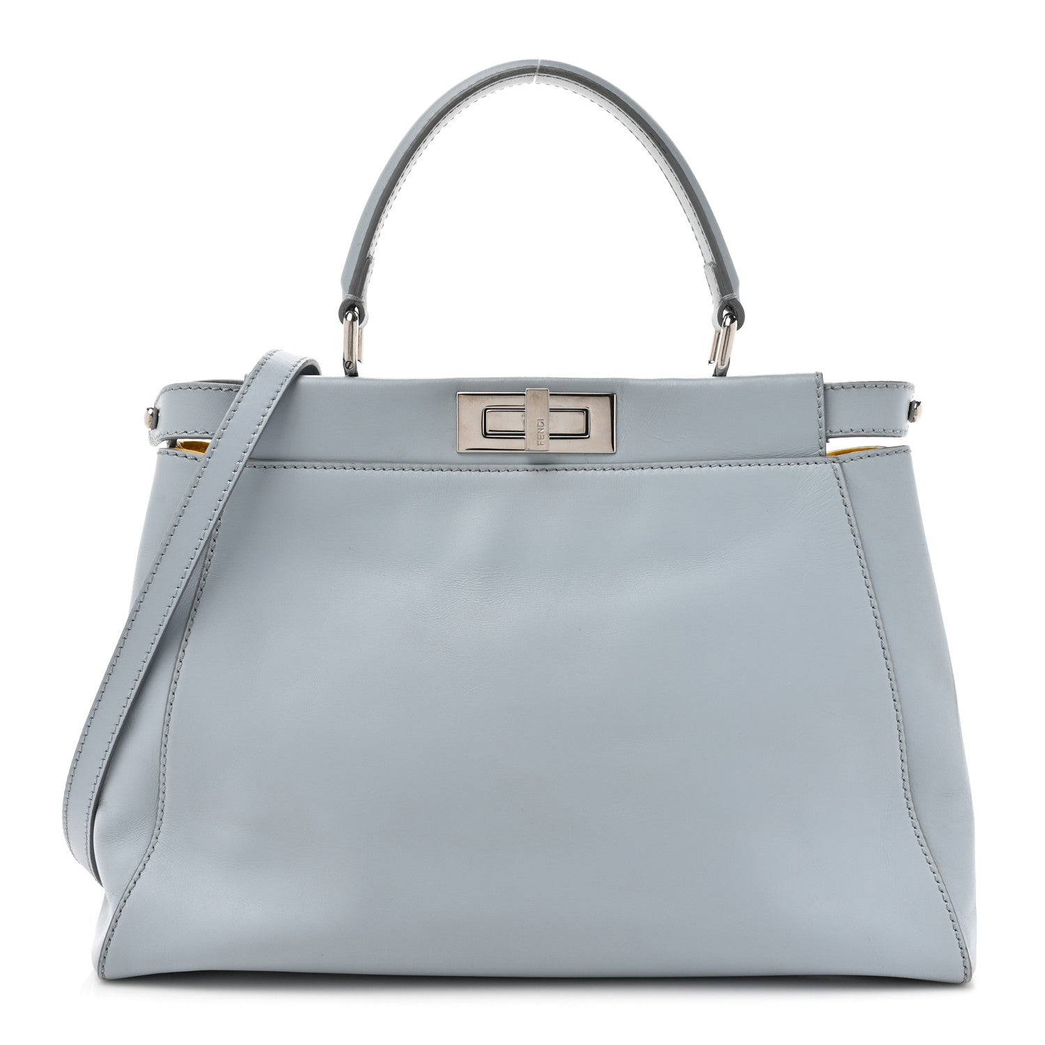 Fendi Vitello Morgan Shiny Nappa Medium Peekaboo Iconic Satchel Polvere Sunflower 1 of 20