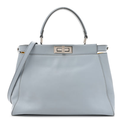 Fendi Vitello Morgan Shiny Nappa Medium Peekaboo Iconic Satchel Polvere Sunflower 1 of 20