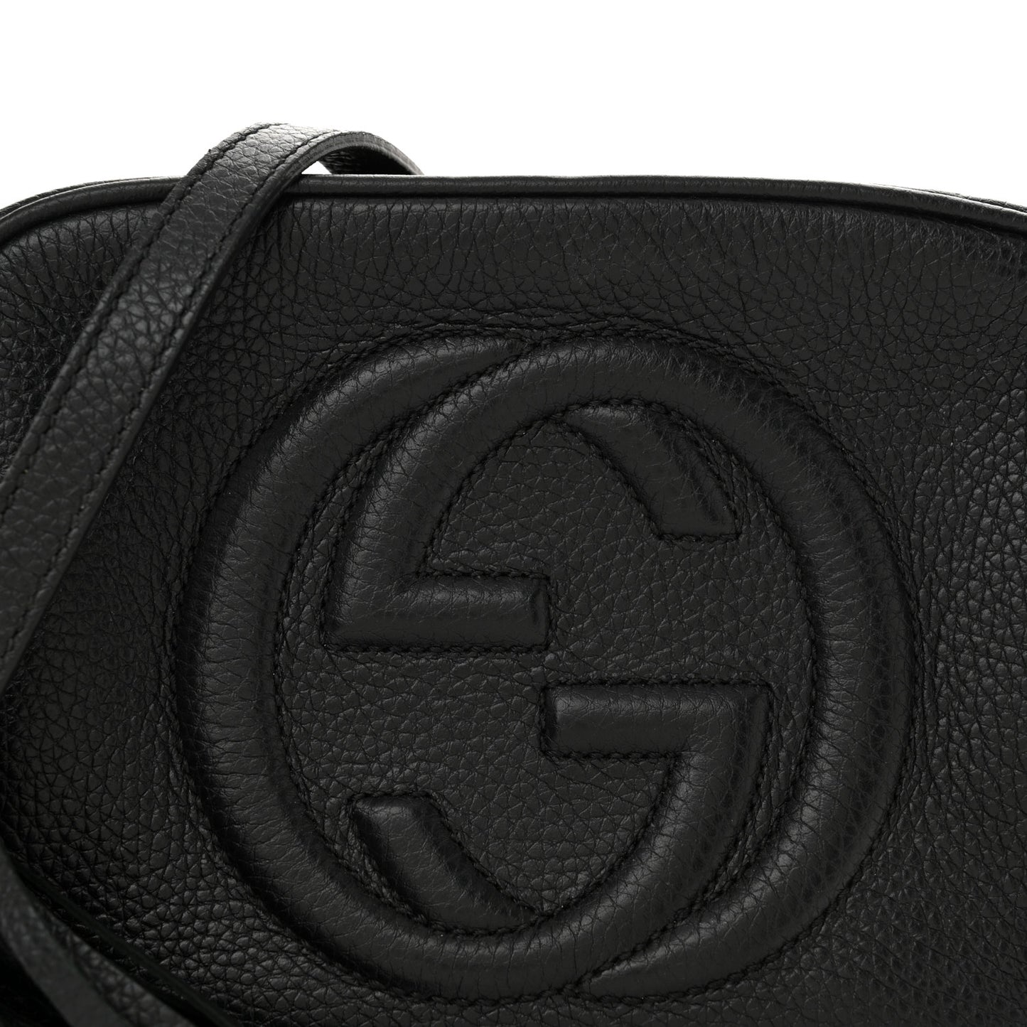 Pebbled Calfskin Small Soho Disco Bag Black