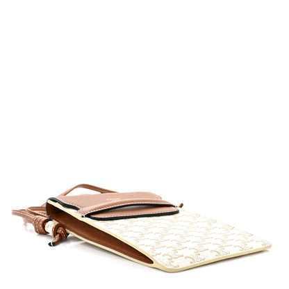 Celine Triomphe Canvas Lambskin Phone Pouch With Flap White Tan 4 of 10