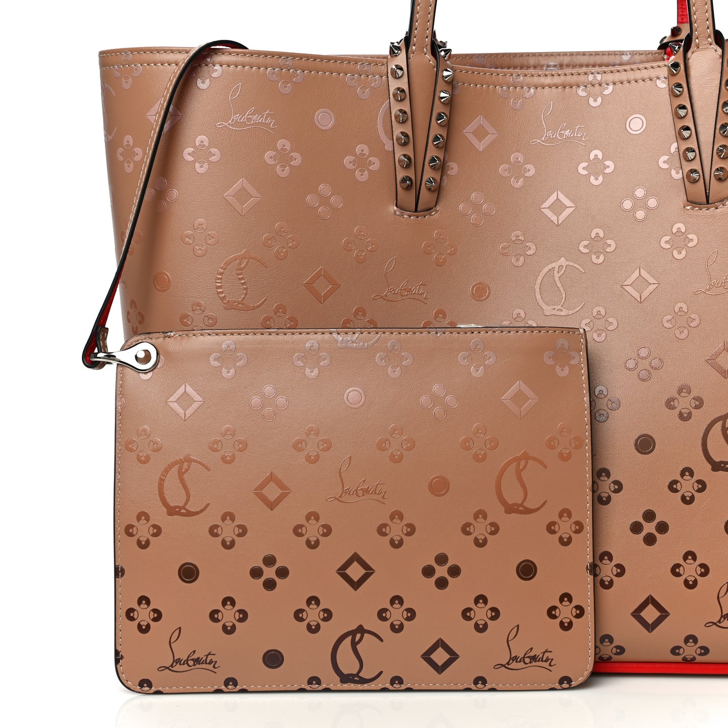 Calfskin Patent Degrade Loubinthesky East West Cabata Tote Nude