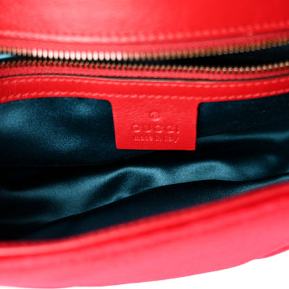 Gucci Velvet Matelasse Small GG Marmont Shoulder Bag Hibiscus Red 5 of 10