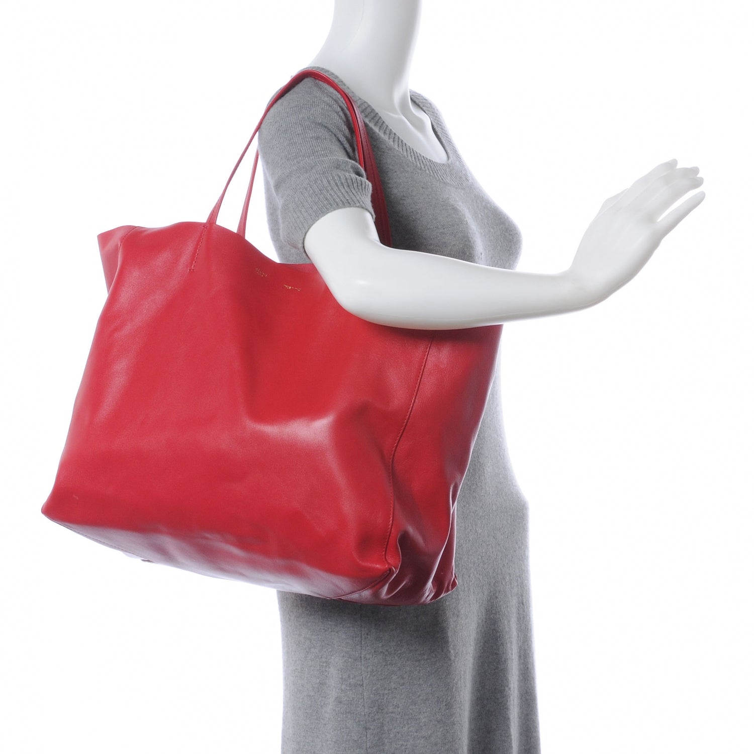 Celine Leather Cabas Horizontal Tote Red 2 of 8
