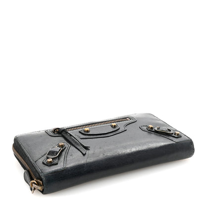 Balenciaga Agneau Classic Hardware Continental Zip Around Wallet Black 4 of 6
