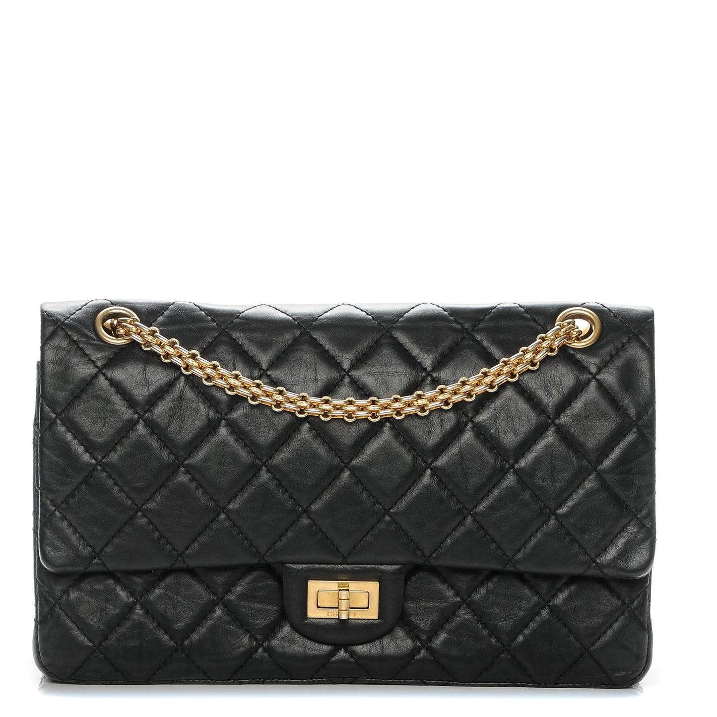 Aged Calfskin Quilted 2.55 Reissue 226 Flap Black