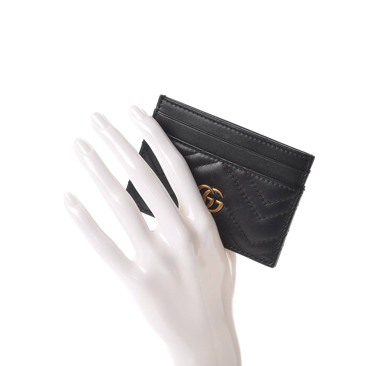Calfskin Matelasse GG Marmont Card Holder Black