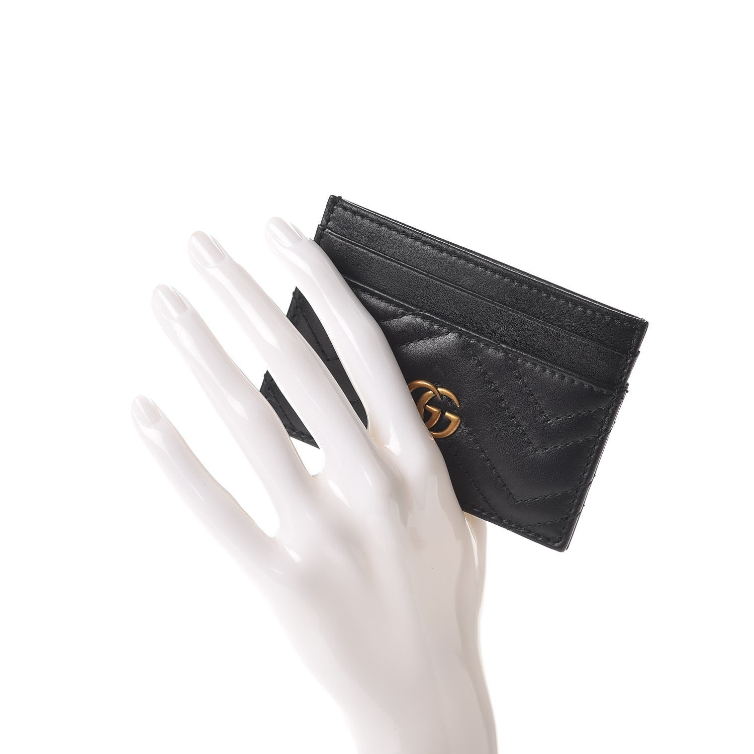 Gucci Calfskin Matelasse GG Marmont Card Holder Black 2 of 7