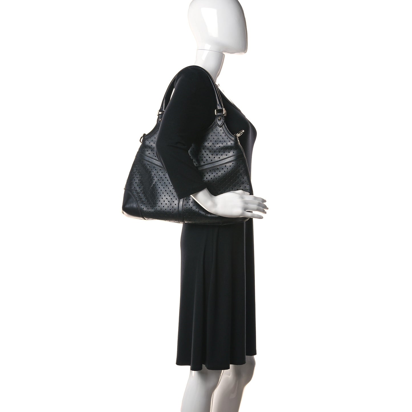 Calfskin Perforated GG Reins Hobo Black